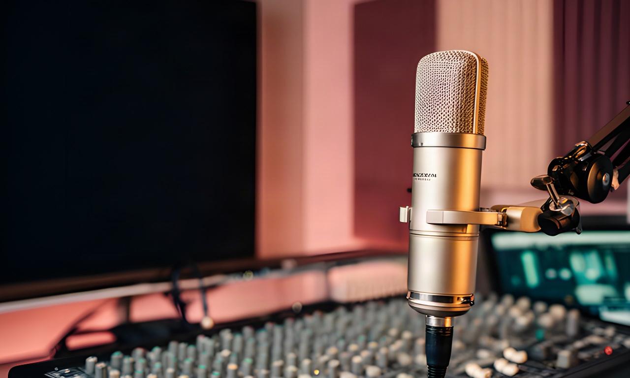 Studiomicrofoon naast een mengpaneel in een professionele podcaststudio in Putten